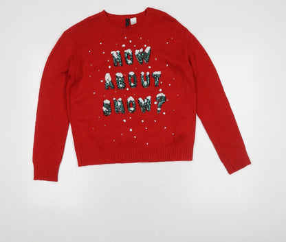 Levaca Women's Red Sequin Pullover Jumper, Size S