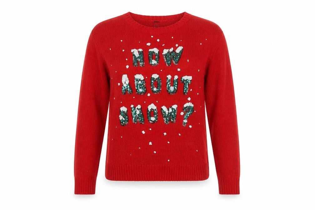 Levaca Women's Red Sequin Pullover Jumper, Size S
