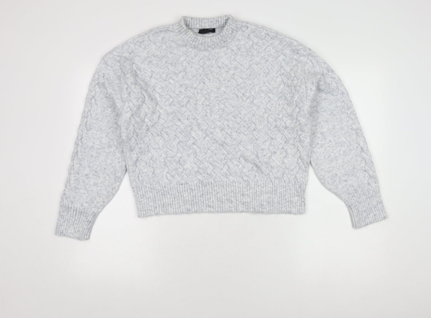 New Look Women's Grey Cable-Knit Jumper Size M