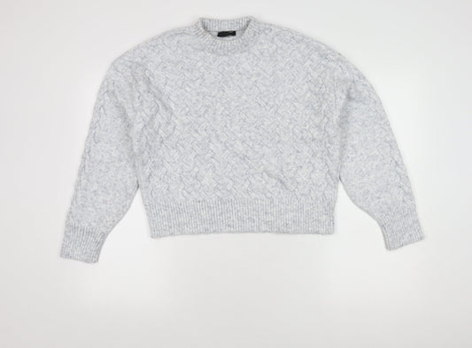 New Look Women's Grey Cable-Knit Jumper Size M