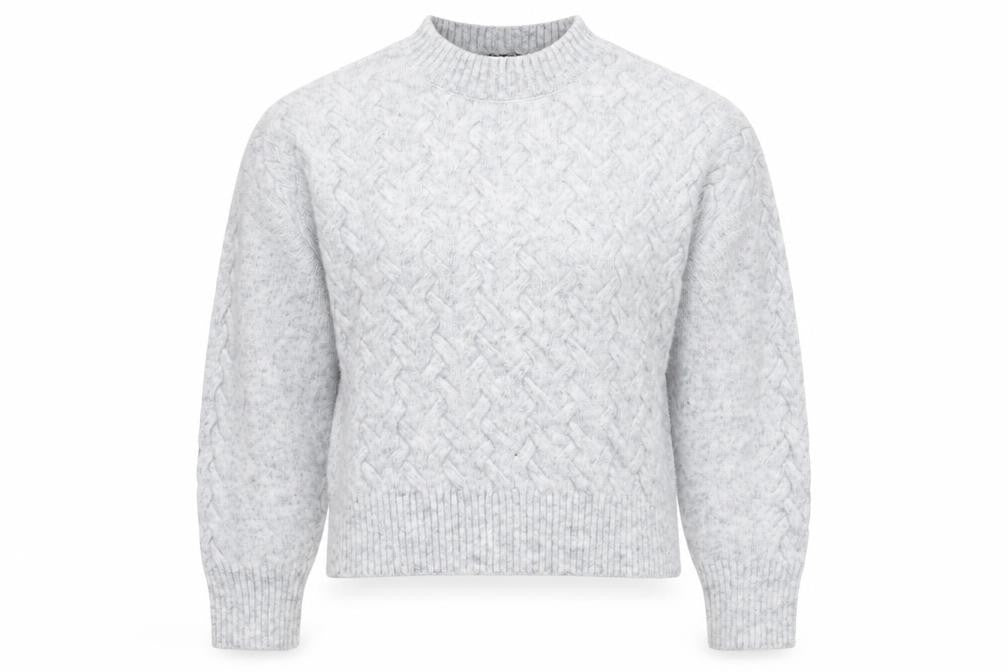 New Look Women's Grey Cable-Knit Jumper Size M