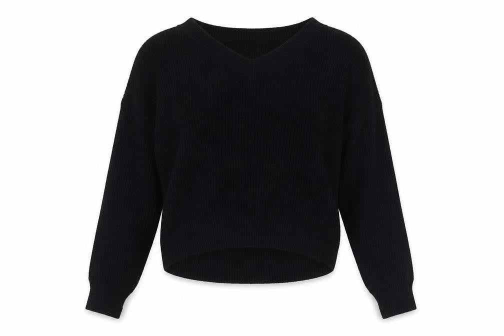 Topshop Women's Black V-Neck Jumper Size 10