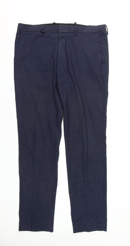 Marks & Spencer Men's Blue Slim Fit Trousers, Size 36