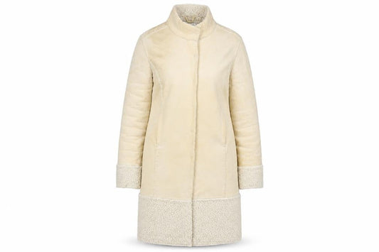 Front view of Miss Selfridge Beige Women’s Mid-Length Overcoat, size UK 10