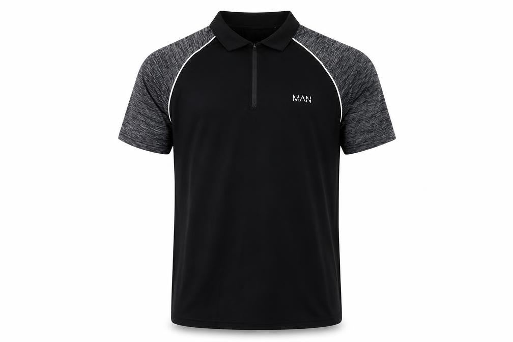 boohooMAN Men's Black Polo L Ringer