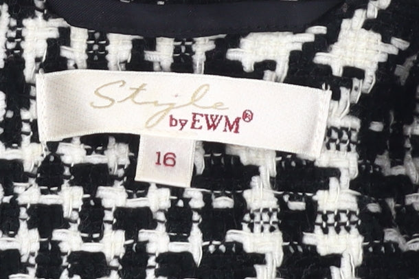 Style by EWM Women's Black White Short Tweed Coat 16