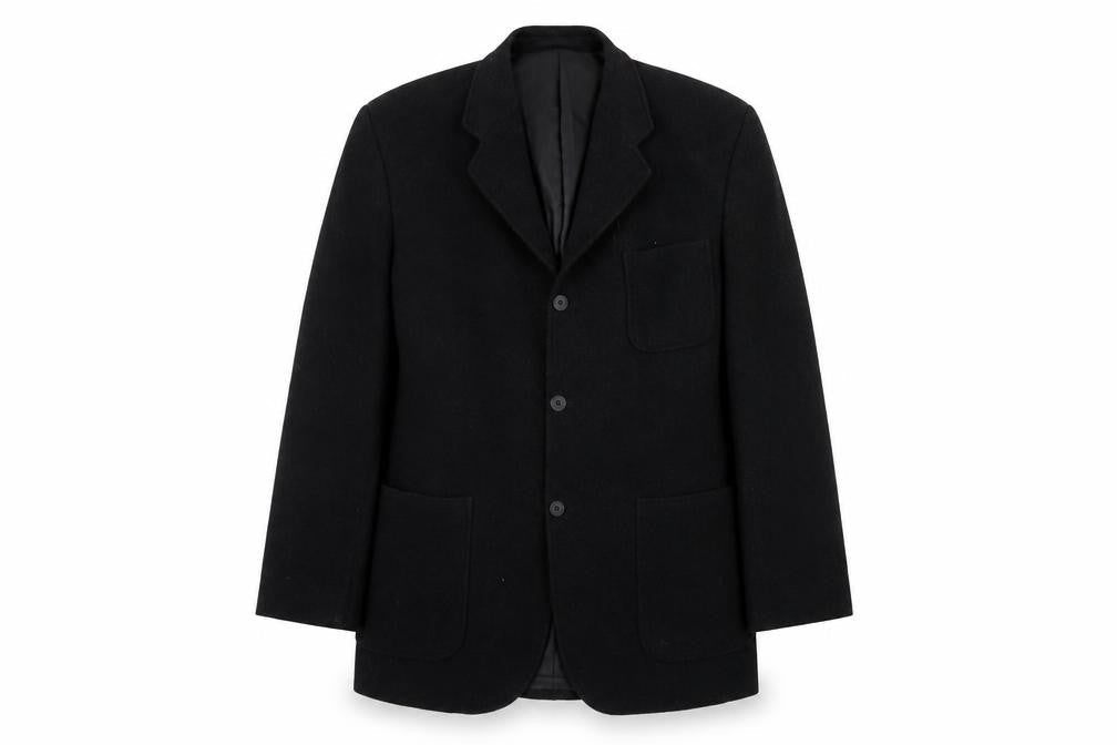 QUO Men's Black Wool Blazer, 42, Button Closure