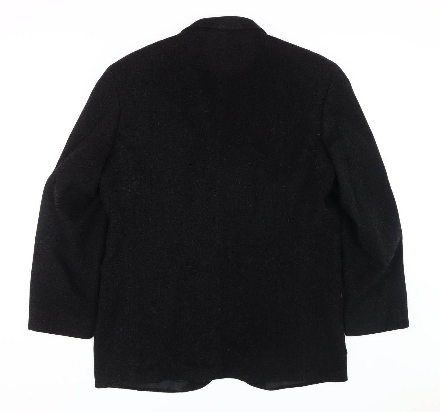 QUO Men's Black Wool Blazer, 42, Button Closure