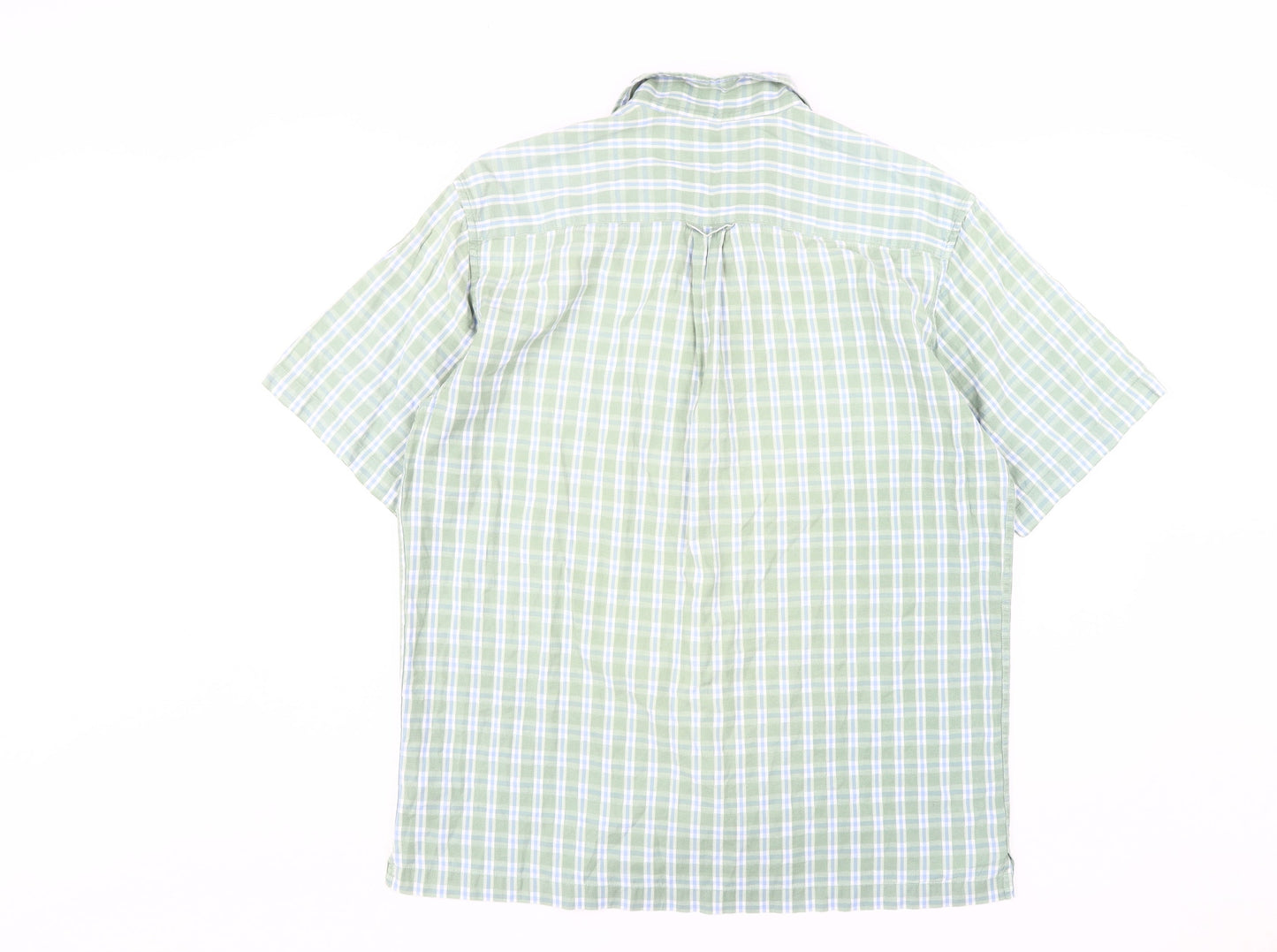 Hawkshead Men's Green Check Cotton Button-Up Shirt M