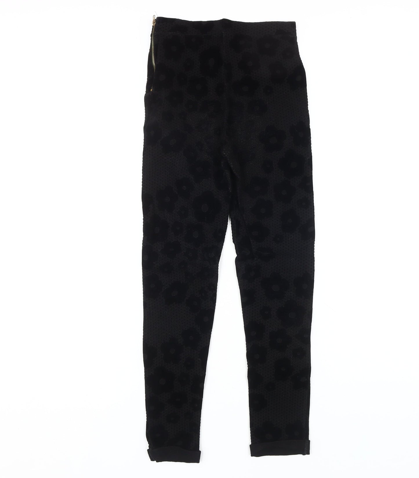 Topshop Women's Black Floral Leggings Size 6