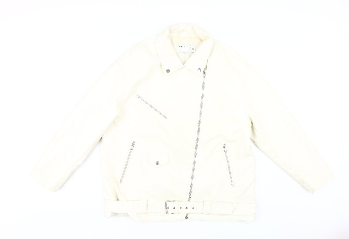 Asos Design Women's White Biker Jacket Size 12