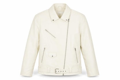 Front view of Asos Design Women's White Biker Jacket, size 12