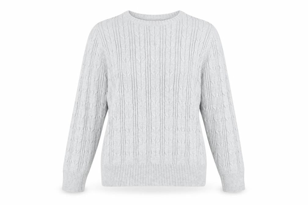 St John's Bay Women's M Grey Cable-Knit Pullover Jumper