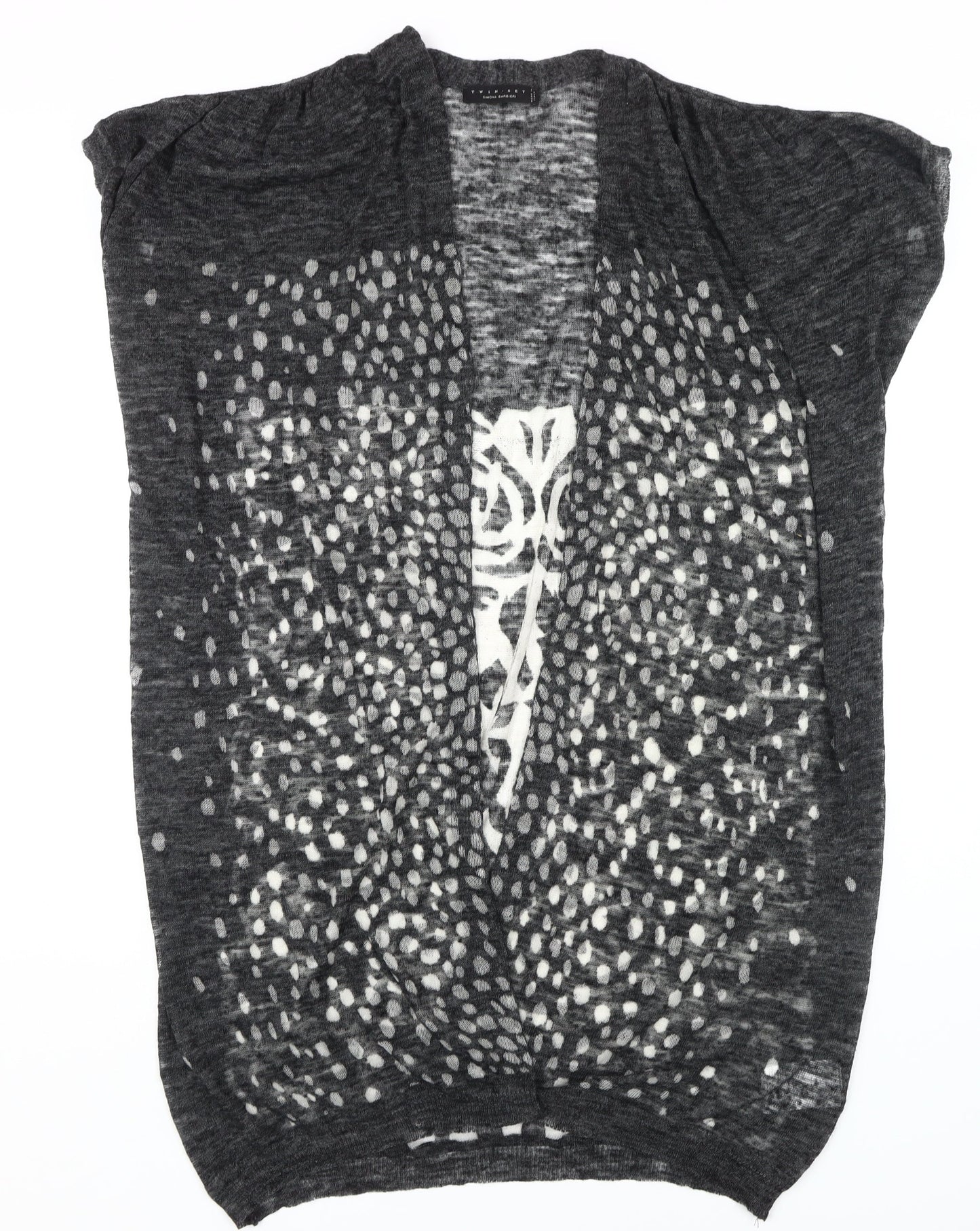 Twin-Set Women's Black Geometric Open-Knit Cape L