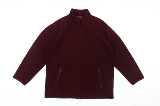 EWM Women's Red Fleece Jacket M Casual Mid-Length