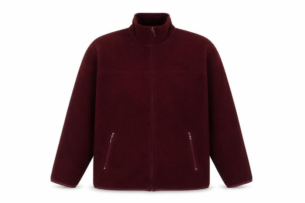 EWM Women's Red Fleece Jacket M Casual Mid-Length