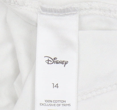 Preloved Disney Women's White T-Shirt, Size 14 Cartoon Style - Detail