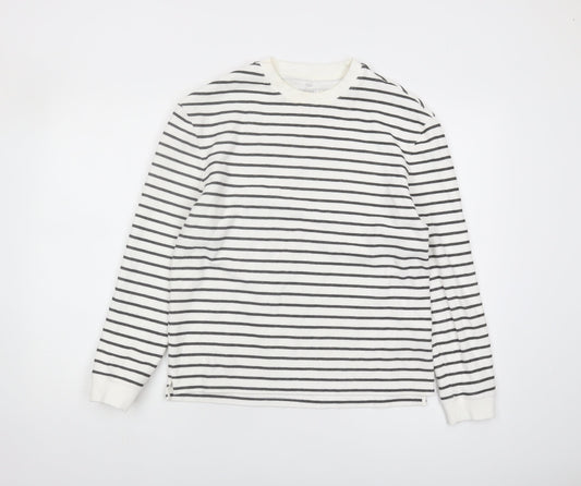 Marks and Spencer Girls White Striped Pullover Sweatshirt 13-14Y