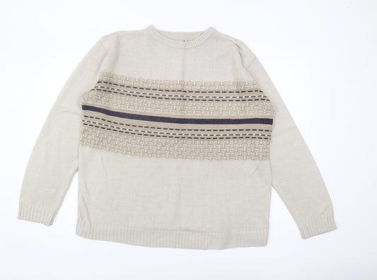 Zantos Men's Beige Pullover Jumper, Size L, Casual Knit