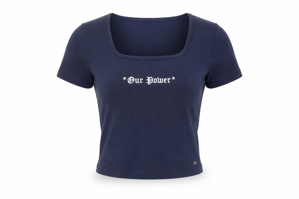Pull & Bear Women Blue Cropped T-Shirt S