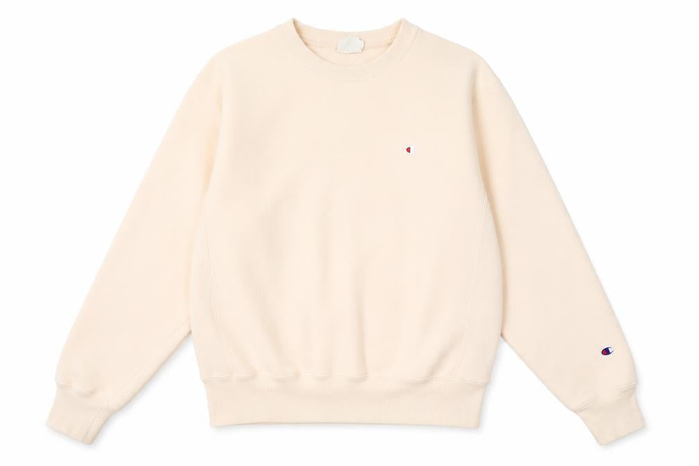 Champion Beige Unisex Sweatshirt Small Pullover Crew Neck