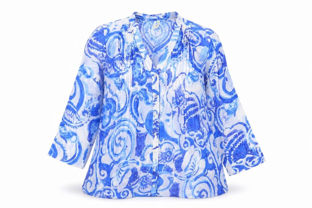 Pistachio Women's Blue Paisley Blouse M