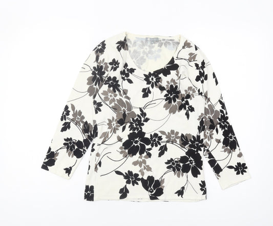 Mia Moda Women's Black Floral Pullover Jumper Size S