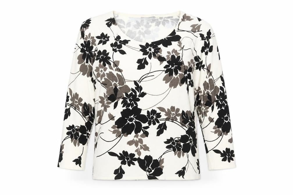 Mia Moda Women's Black Floral Pullover Jumper Size S