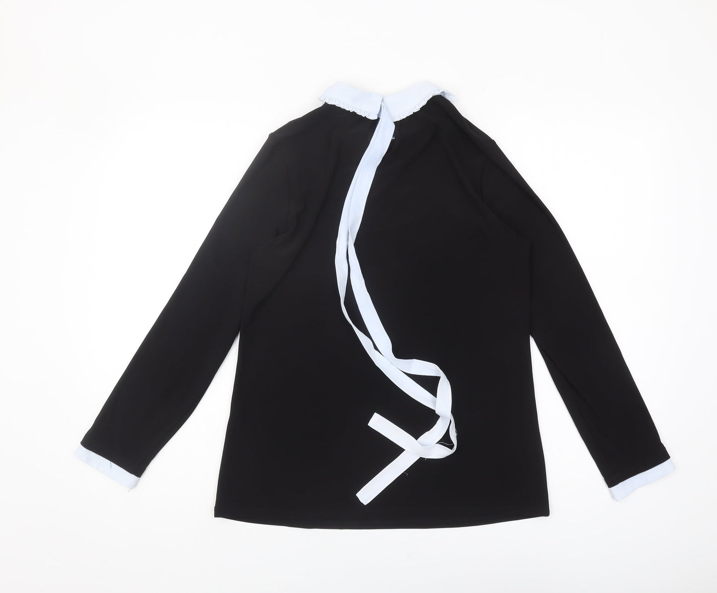 Blue Chameleon Women's Black Collared Blouse, Size 14, Classic