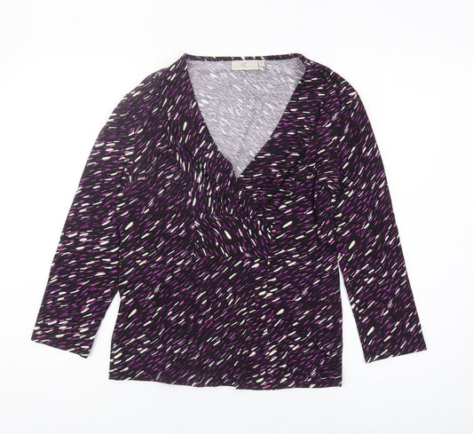 Women's Multicoloured V-Neck Long Sleeve Top Size S