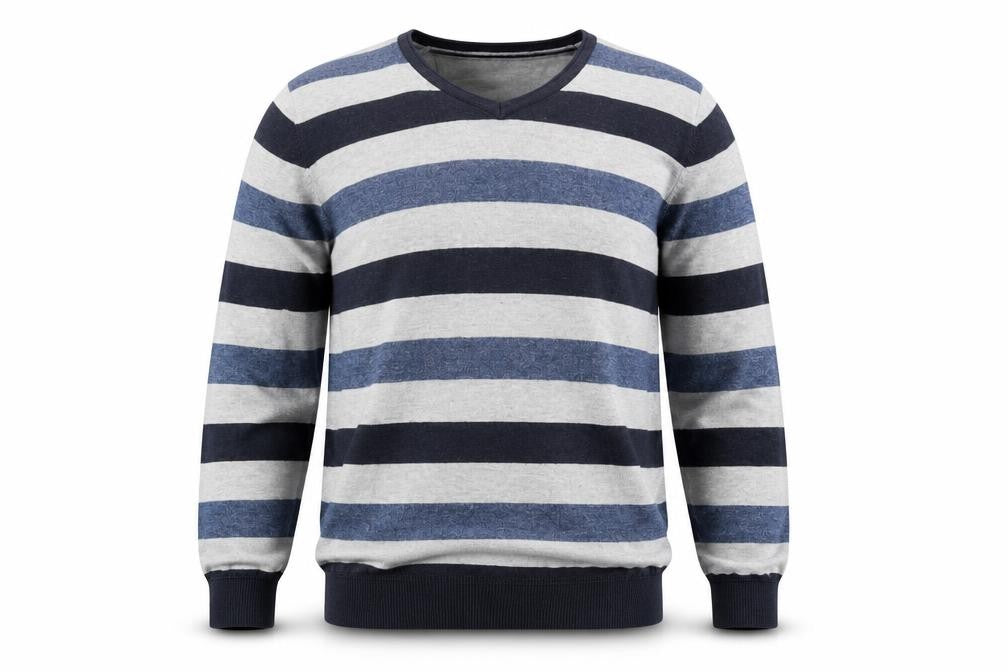 RJR.John Rocha Men's Grey Blue Striped Pullover Jumper S