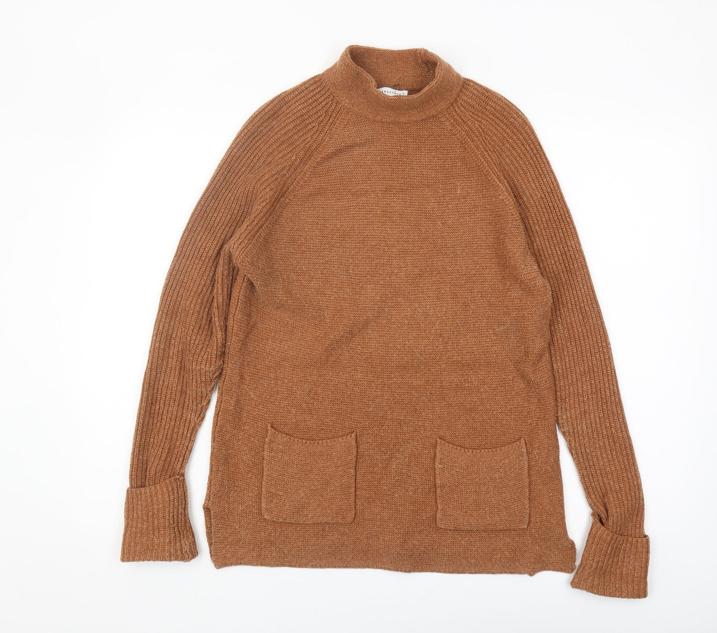 Warehouse Women's Brown Mock Neck Jumper Size 8