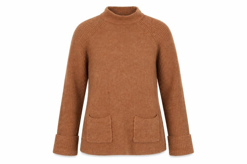 Warehouse Women's Brown Mock Neck Jumper Size 8