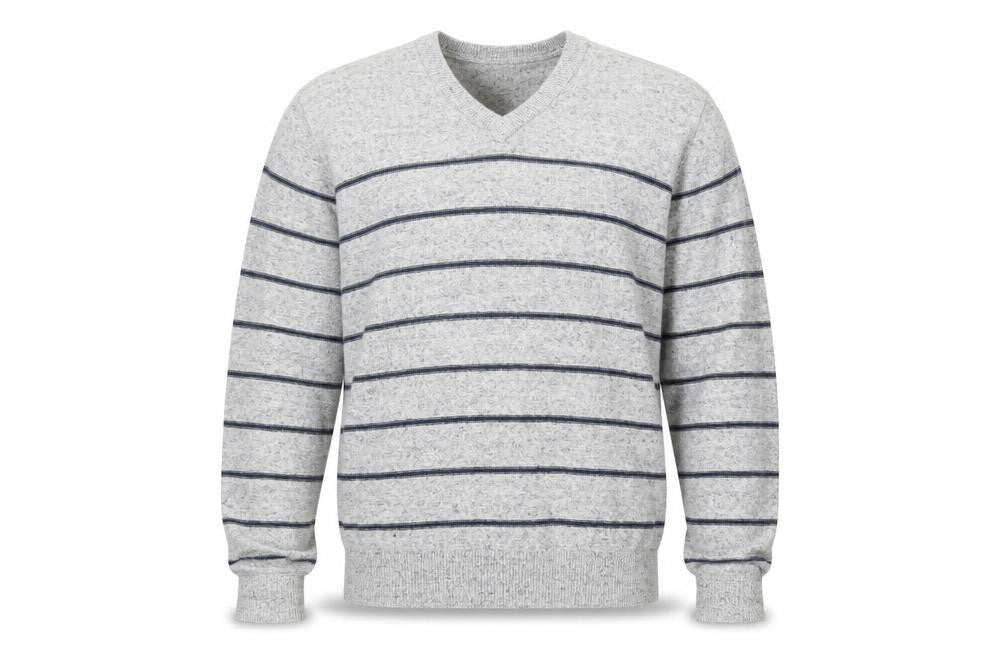 GAP Men's Grey Striped V-Neck Pullover Jumper M