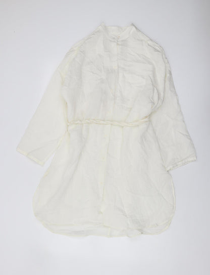 Zara Women's White XS Basic Blouse with Belted Waist