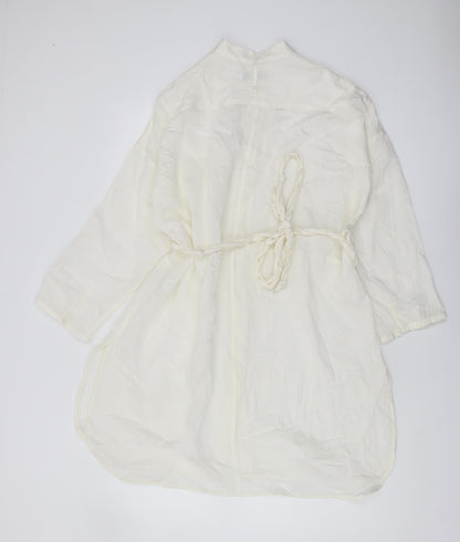 Zara Women's White XS Basic Blouse with Belted Waist