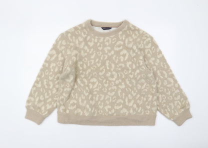 Marks & Spencer Women's Beige Animal Print Pullover Jumper