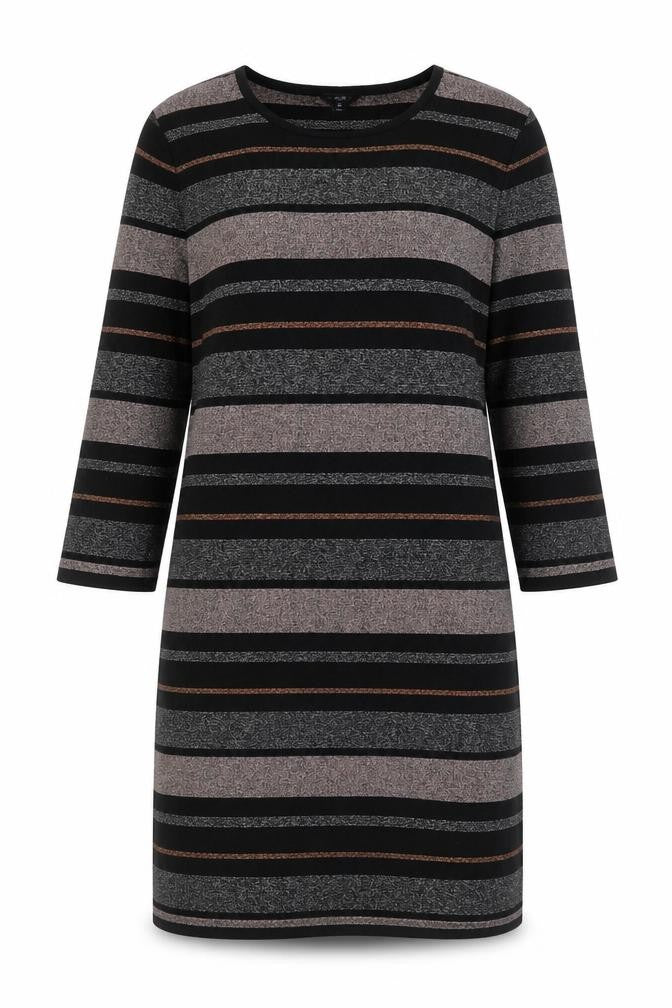 M&Co Women's Black Striped Tunic Jumper Size 12