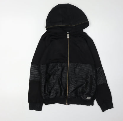 Additional front view of Sonneti boys’ black full zip hoodie 12-13 years