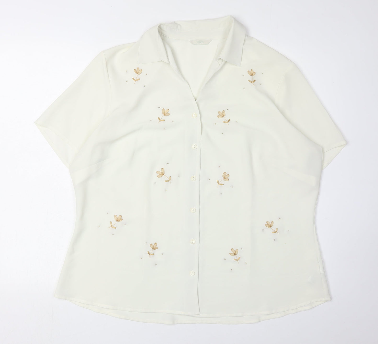 Marks and Spencer Women's White Button-Up Shirt, Size 20