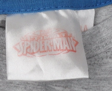 Close-up detail of Spider-Man boys’ long sleeve grey t-shirt 3 years