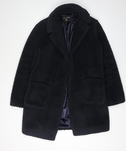 Dorothy Perkins Women's Black Fur Coat UK 10