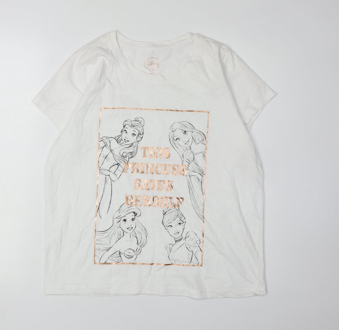 Disney Women's White Princess T-Shirt L Casual