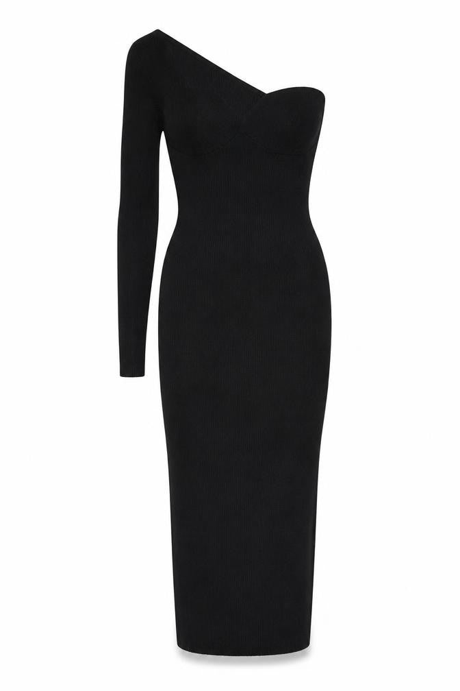 ASOS Design Women's Black One Shoulder Midi Dress