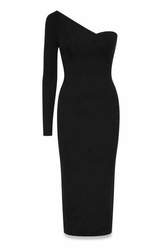 ASOS Design Women's Black One Shoulder Midi Dress