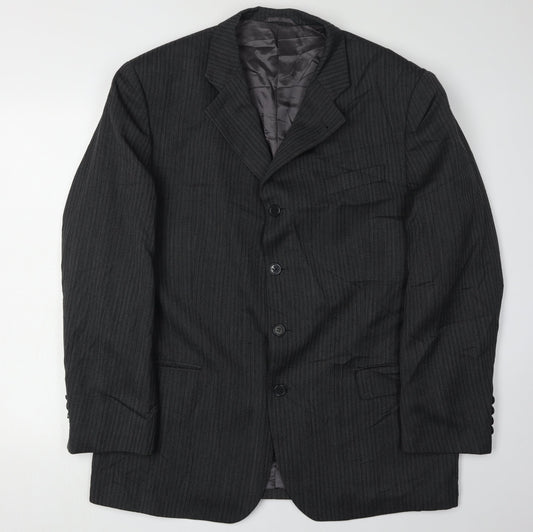 Hugo James Men's Grey Striped Blazer 44R