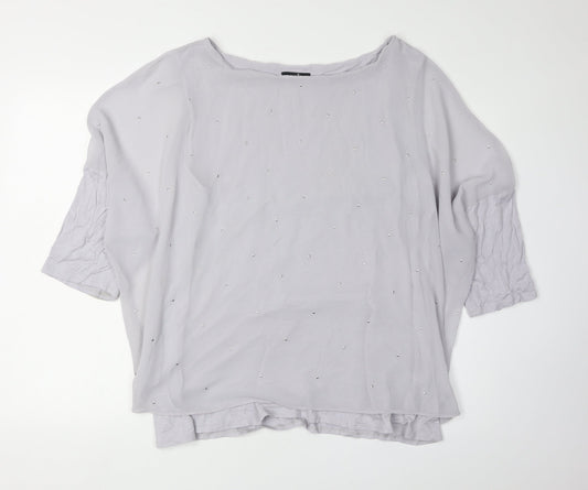 Wallis Women’s Grey Studded Blouse XL 3/4 Sleeve Relaxed