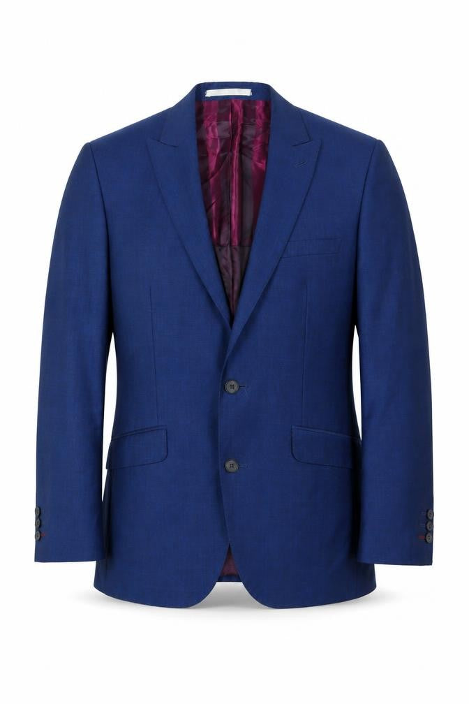 Men's Blue Mohair Blend Blazer - Size 36S