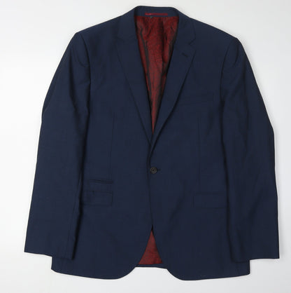 Next Men's Blue Wool Blazer 42R Regular Formal