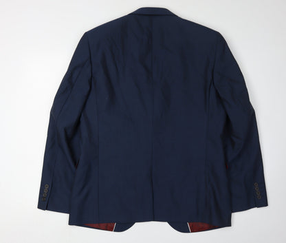 Next Men's Blue Wool Blazer 42R Regular Formal